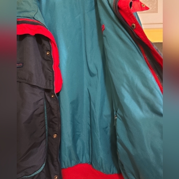 Vintage Columbia 3-in-1 Ski Coat Interchange Men's Large Navy Teal Zip in Jacket - Picture 7 of 14
